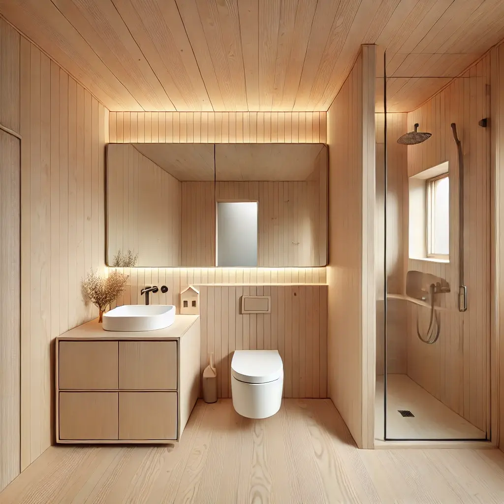 baño casa prefabricada de madera 20m2