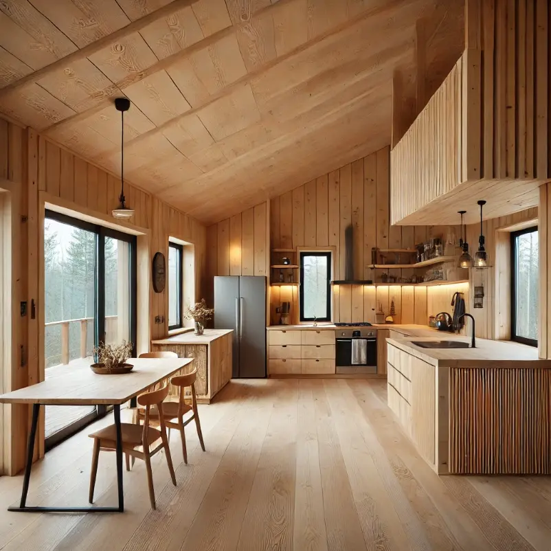 cocina casa prefabricada de madera 100m2