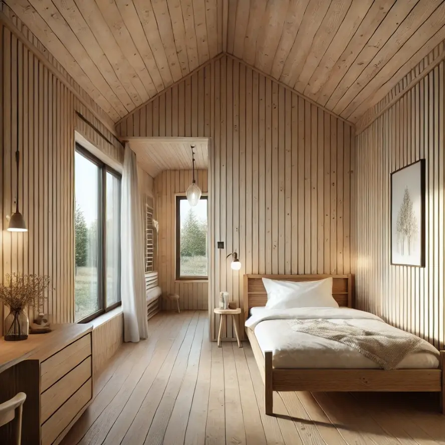 dormitorio individual casa prefabricada de madera 100m2